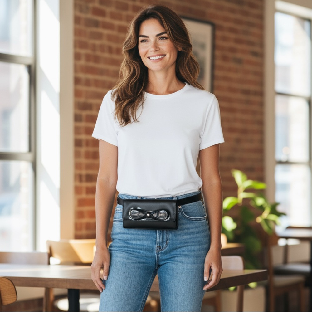 PRICE IS FIRM - Kate Spade Black Leather Signature Bow Adjustable Belt Bag - Picture 3 of 7